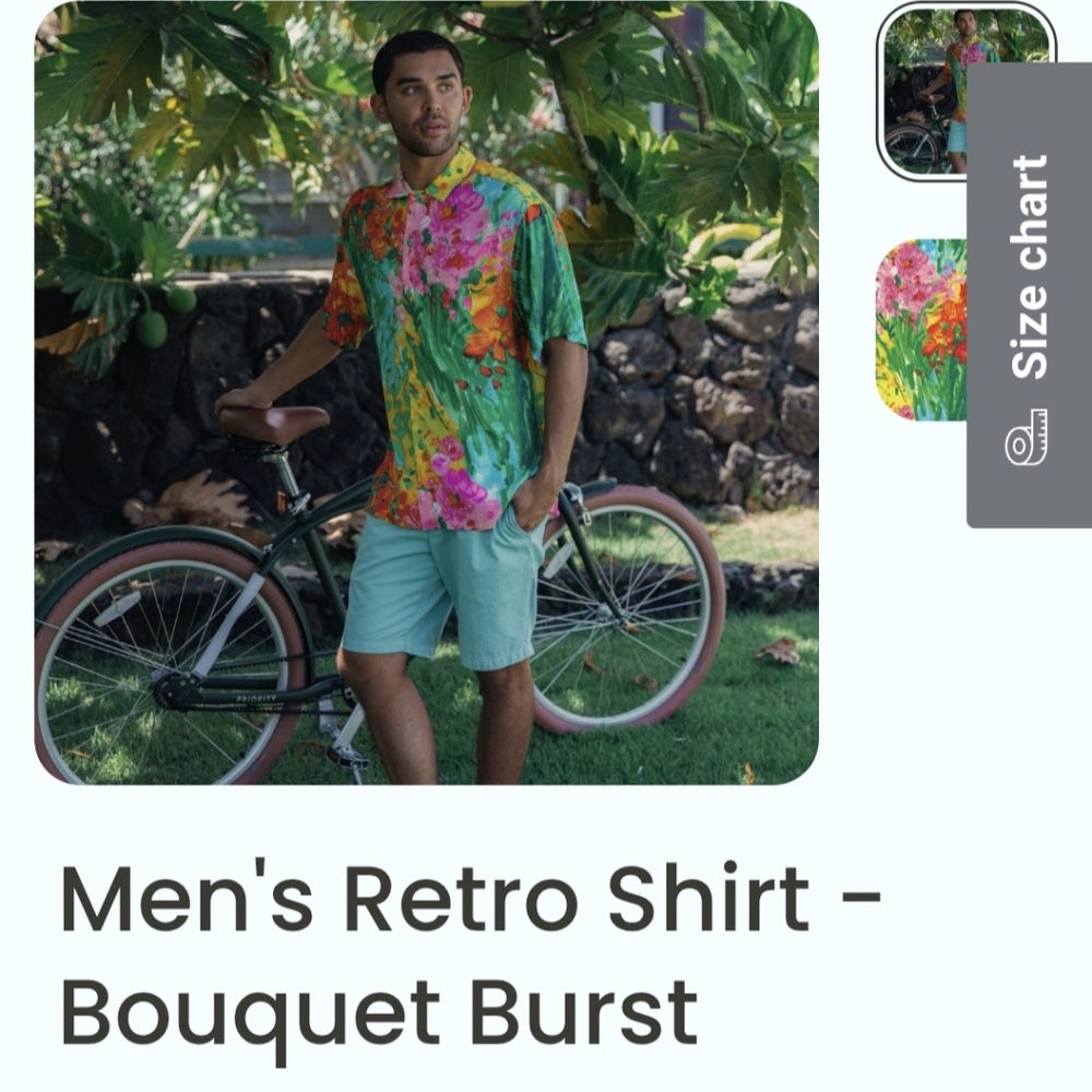 Vintage Jams World Retro Rayon Bouquet Burst SS Button Down Shirt - M - Picture 2 of 13